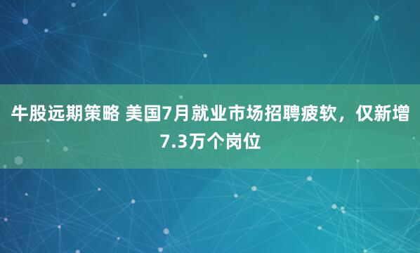 牛股远期策略 美国7月就业市场招聘疲软，仅新增7.3万个岗位